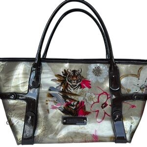 Plastic Coated Silk Ferragamo Tiger Tote